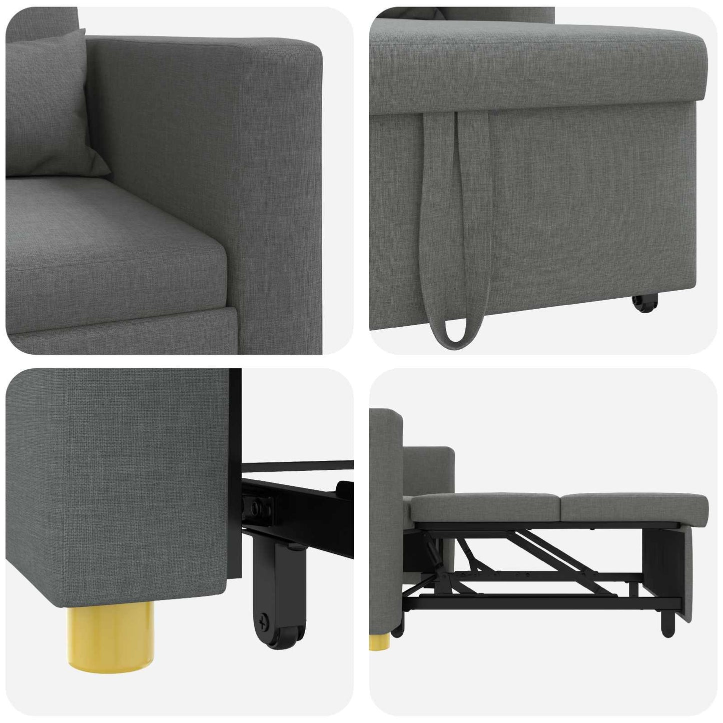 vidaXL Μονός καναπές-κρεβάτι Σκούρο γκρι 90 x 165 x 87 εκ. ύφασμα