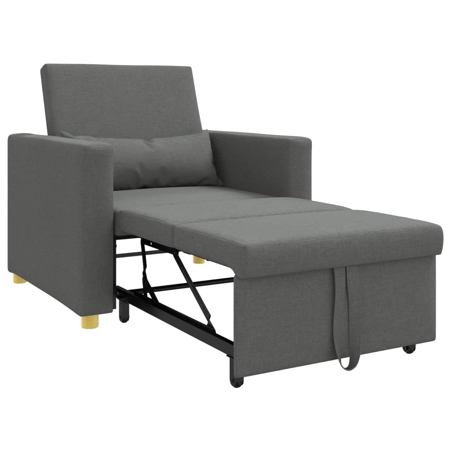 vidaXL Μονός καναπές-κρεβάτι Σκούρο γκρι 90 x 165 x 87 εκ. ύφασμα