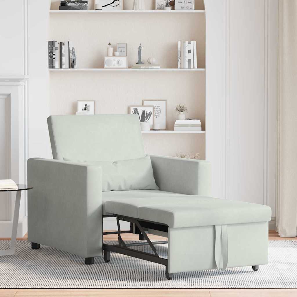 vidaXL Μονός καναπές-κρεβάτι Ανοιχτό γκρι 90 x 165 x 87 εκ. Βελούδο