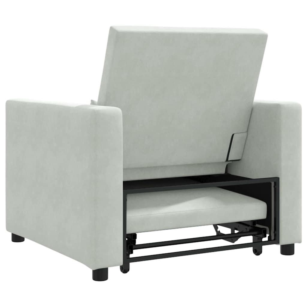 vidaXL Μονός καναπές-κρεβάτι Ανοιχτό γκρι 90 x 165 x 87 εκ. Βελούδο