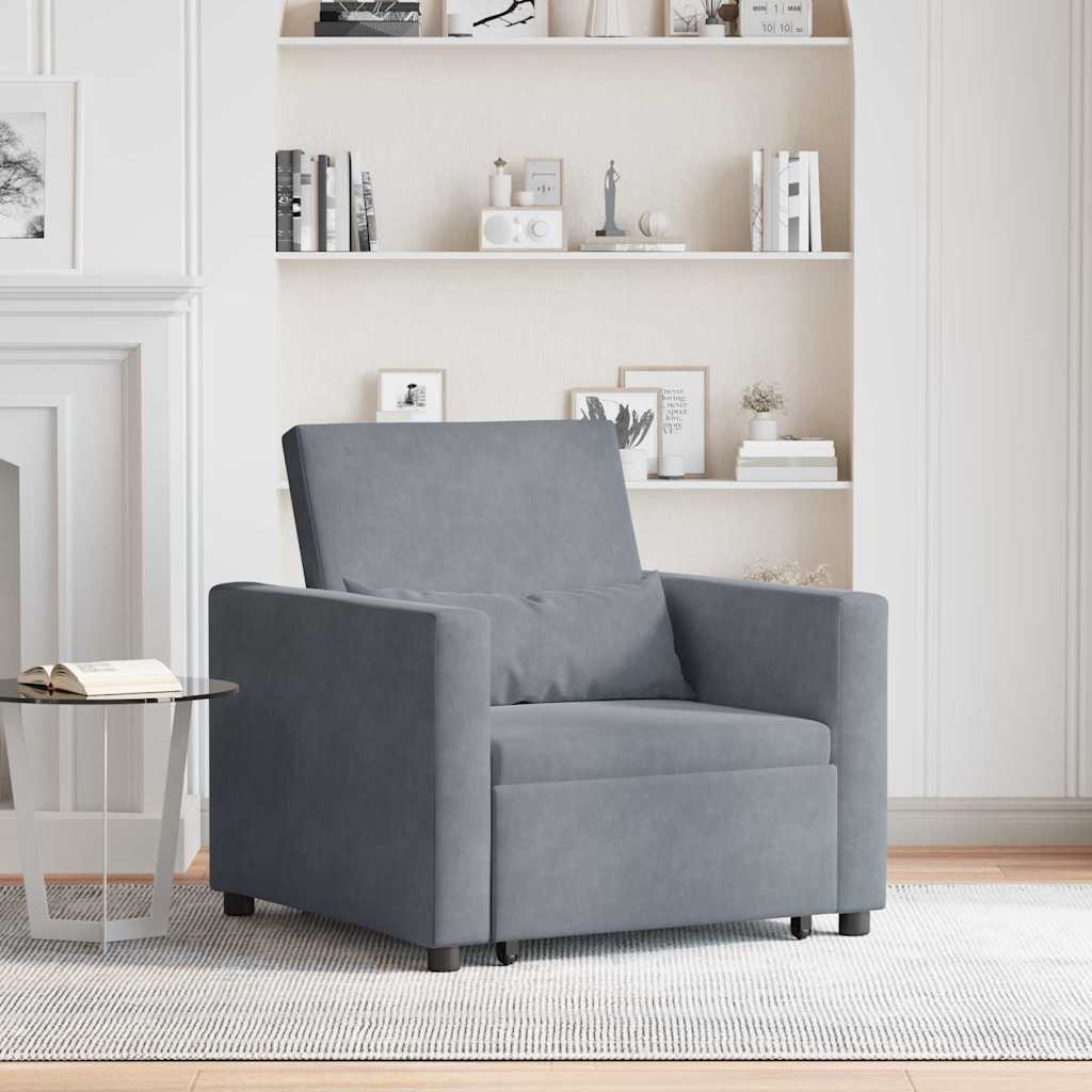 vidaXL Μονός καναπές-κρεβάτι Σκούρο γκρι 90 x 165 x 87 εκ. Βελούδο