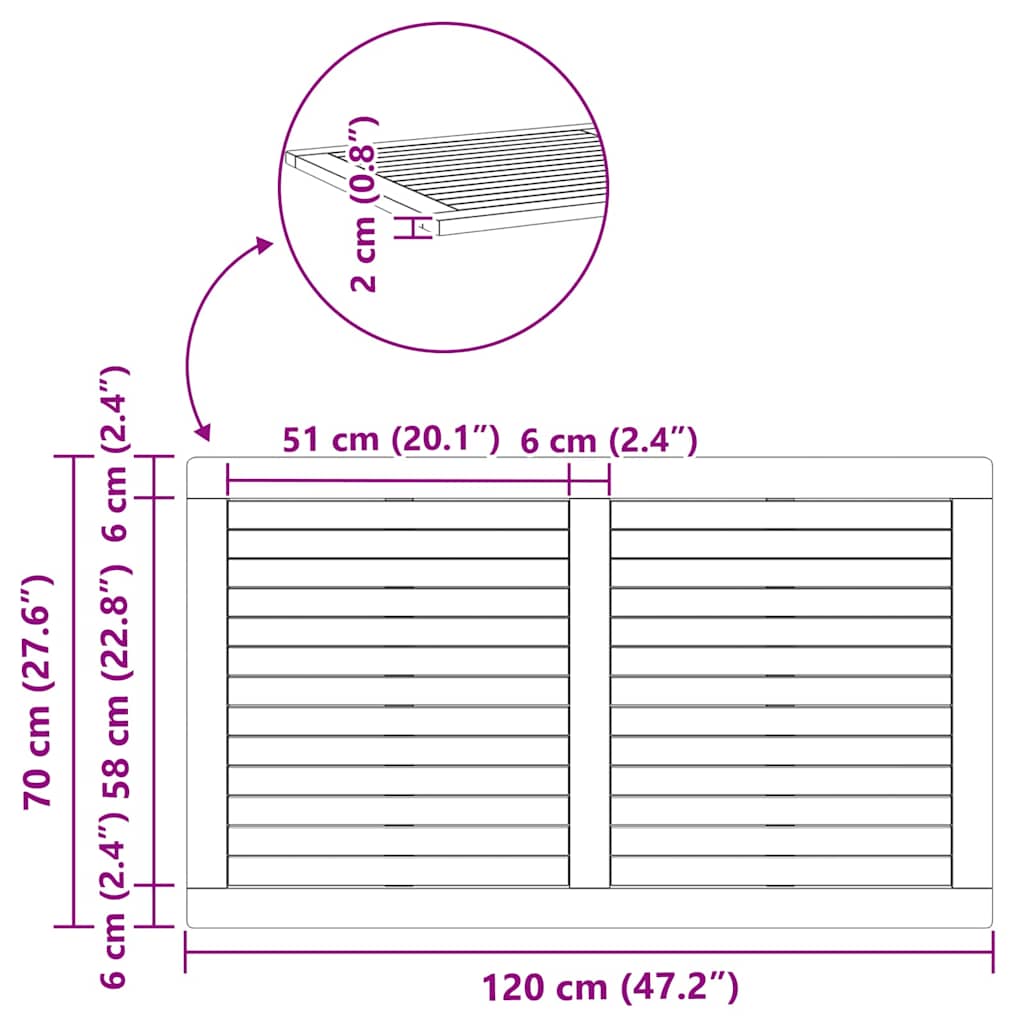 vidaXL Καπάκι τραπεζιού Φυσικό Λάδι 120 x 70 x 2 εκ.