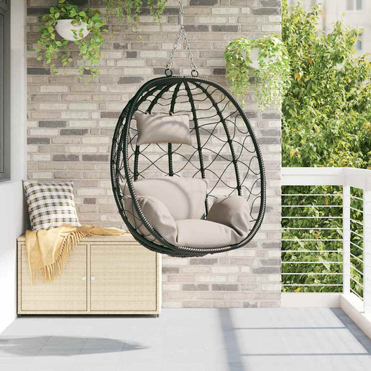 vidaXL Κρεμαστή καρέκλα αυγό Taupe 91,5 x 54,5 x 107 εκ