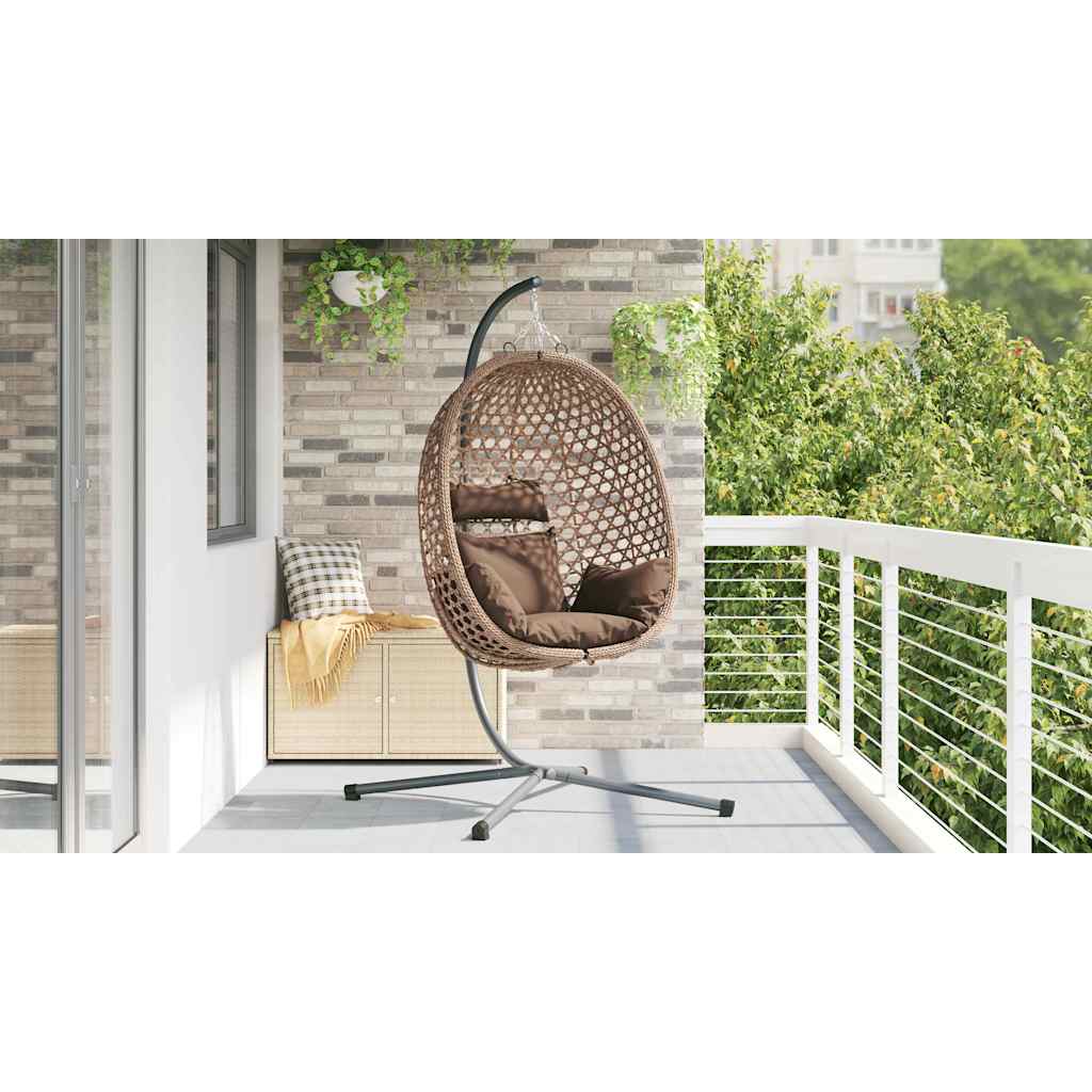 vidaXL Κρεμαστή καρέκλα αυγό Καφέ 104 x 100 x 191 εκ συνθετικό ρατάν