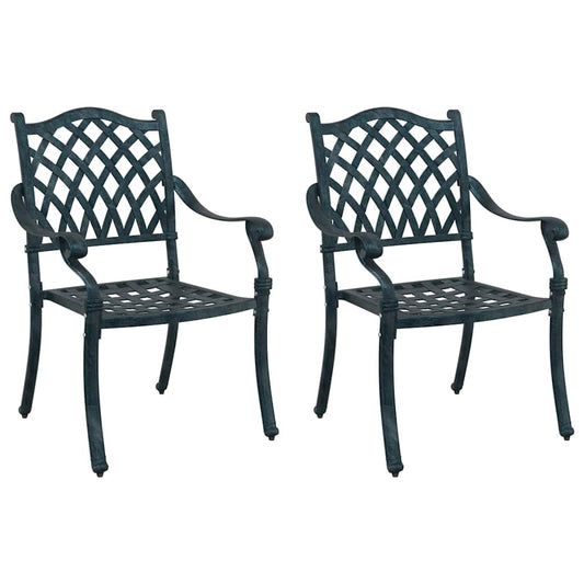 vidaXL Καρέκλα Κήπου 2 pcs Πράσινο 56 x 55 x 92.5εκ Αλουμίνιο