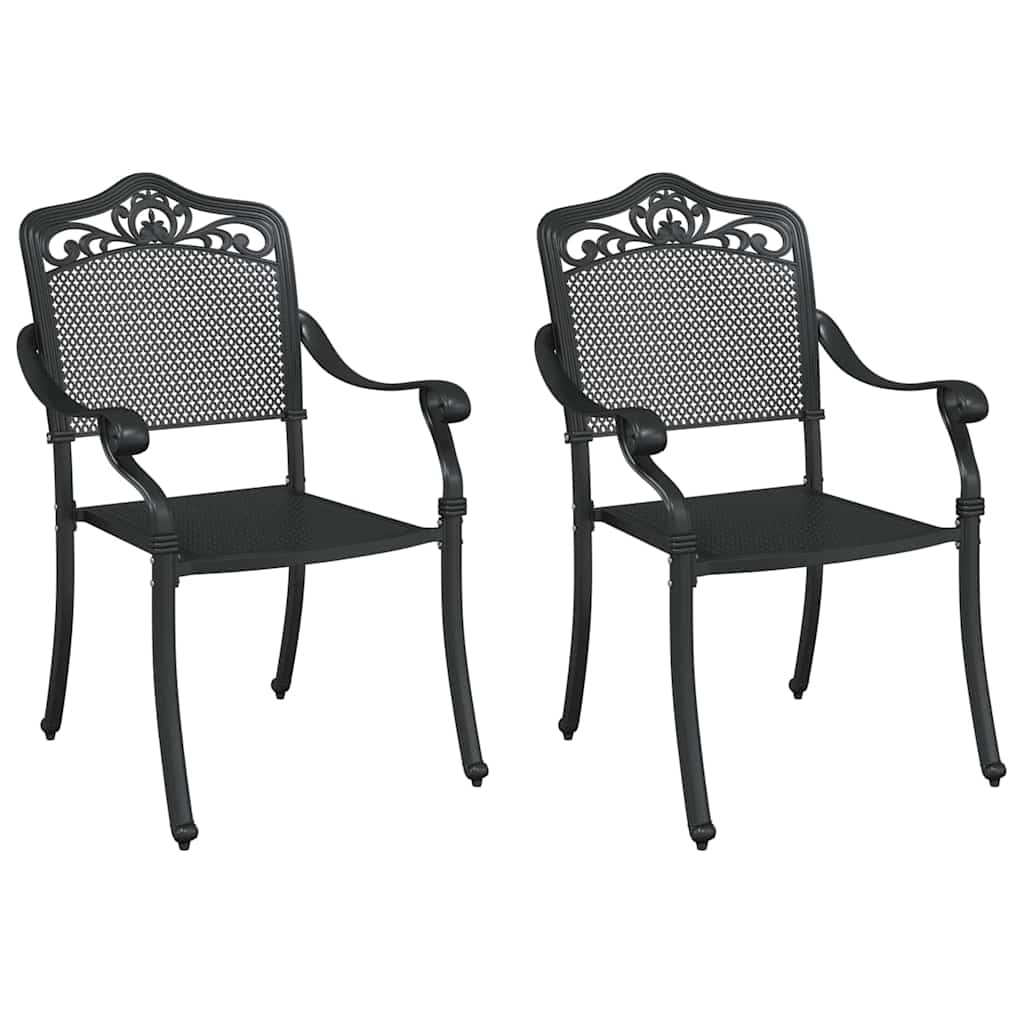 vidaXL Καρέκλα Κήπου 2 pcs Μαύρο 55 x 55 x 92,5 εκ. Αλουμίνιο