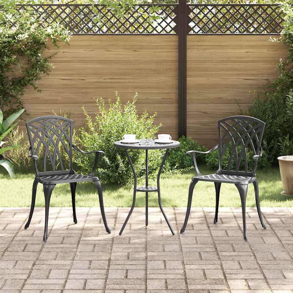 vidaXL Καρέκλα Κήπου 2 pcs Μαύρο 53 x 51 x 88,5 εκ. Αλουμίνιο