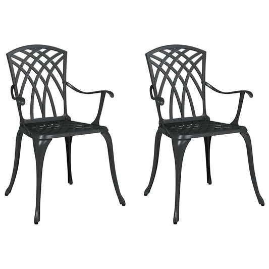 vidaXL Καρέκλα Κήπου 2 pcs Μαύρο 53 x 51 x 88,5 εκ. Αλουμίνιο
