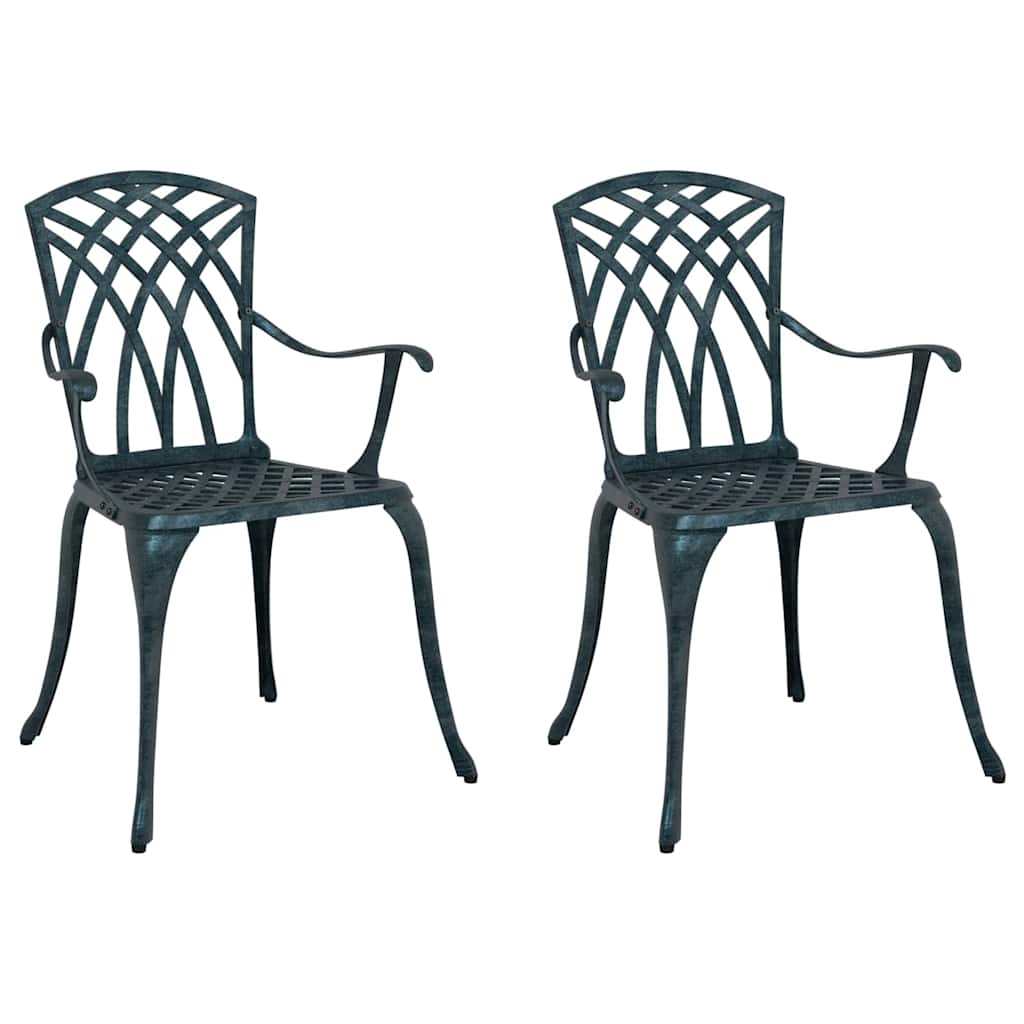 vidaXL Καρέκλα Κήπου 2 pcs Πράσινο 53 x 51 x 88,5 εκ. Αλουμίνιο