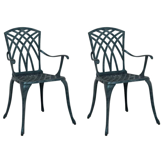 vidaXL Καρέκλα Κήπου 2 pcs Πράσινο 53 x 51 x 88,5 εκ. Αλουμίνιο