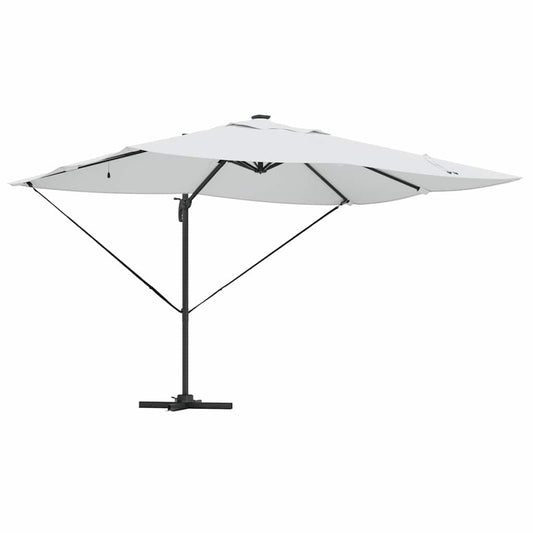 vidaXL Ομπρέλα ηλίου με φώτα λωρίδας LED Άμμος 352 x 251 x 265 εκ.