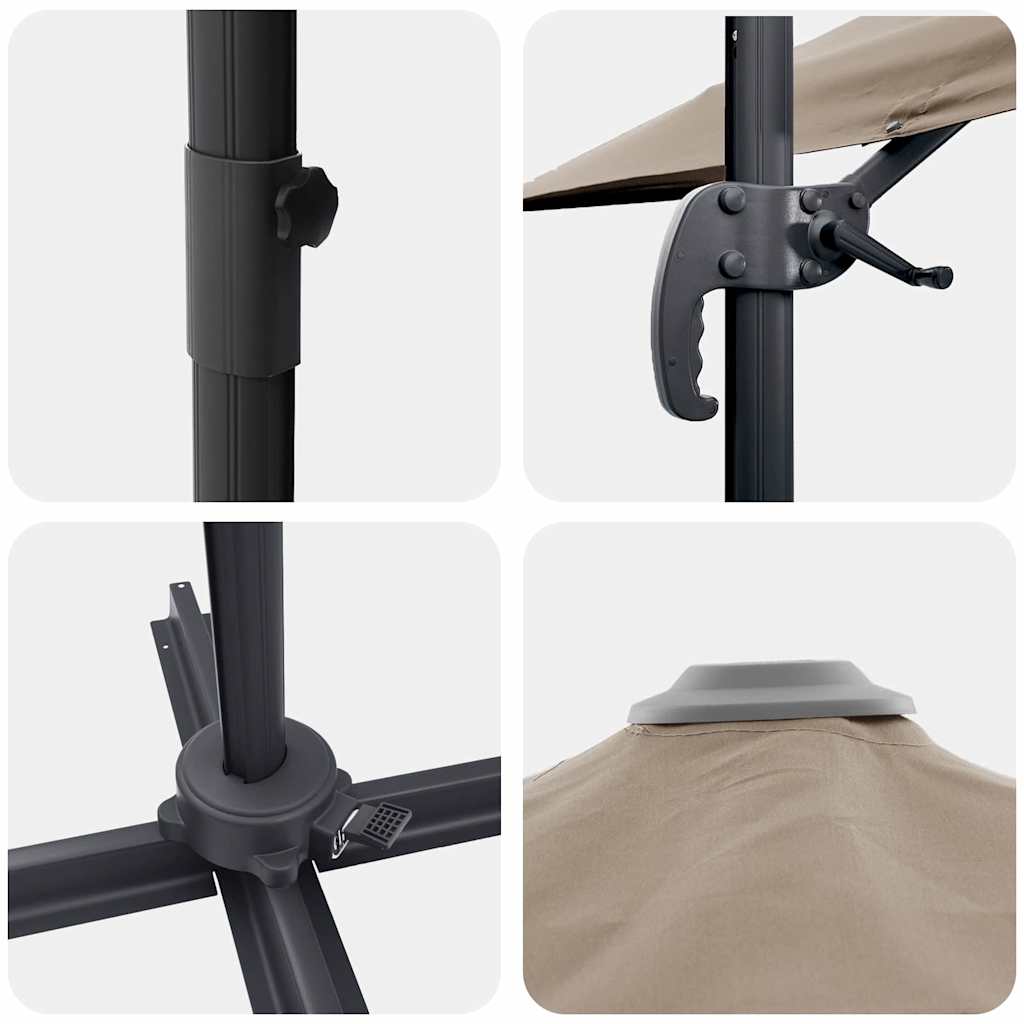 vidaXL Ρώμη Ομπρέλα Taupe 286 x 284 x 265 εκ Αλουμίνιο και Πολυεστέρας