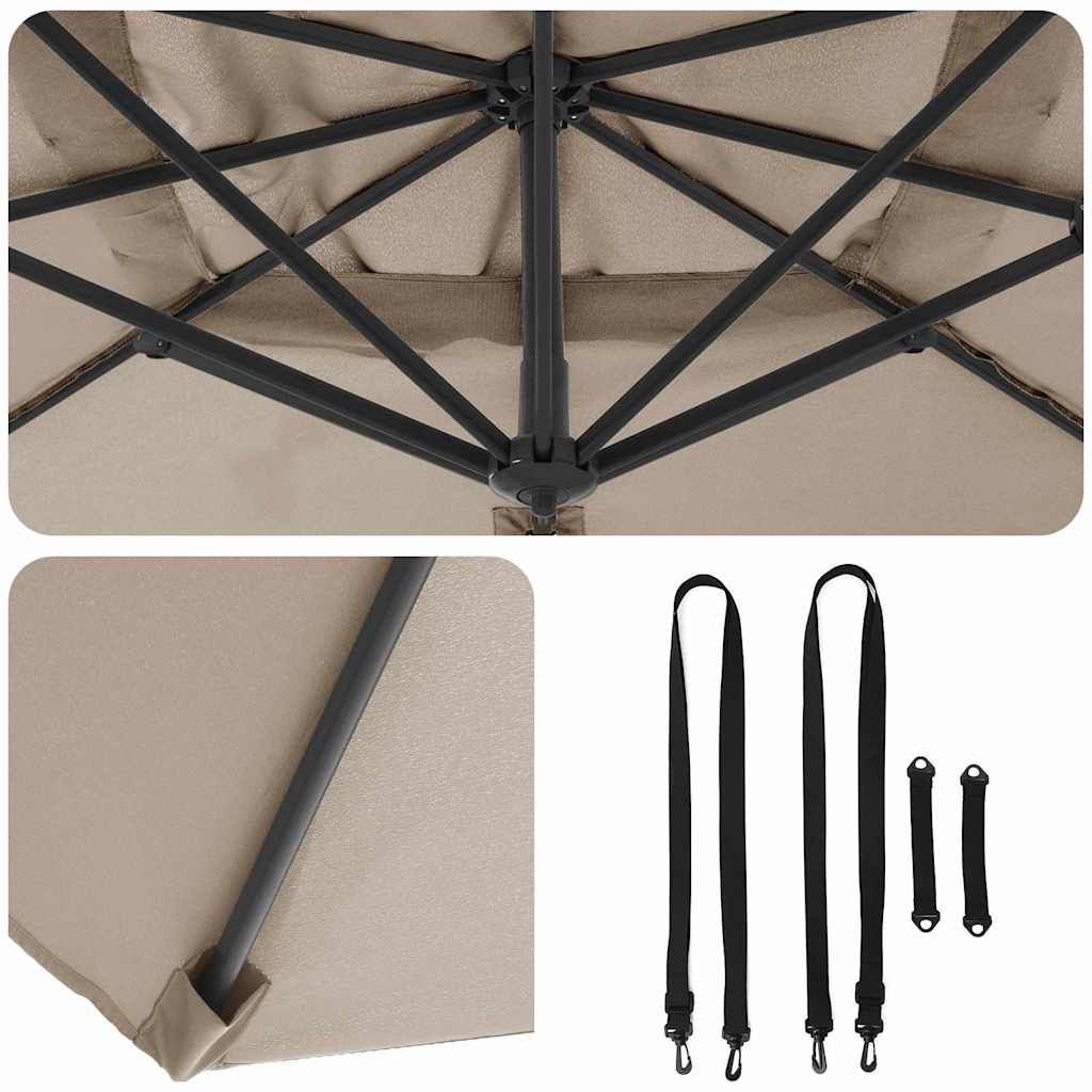 vidaXL Ρώμη Ομπρέλα Taupe 286 x 284 x 265 εκ Αλουμίνιο και Πολυεστέρας