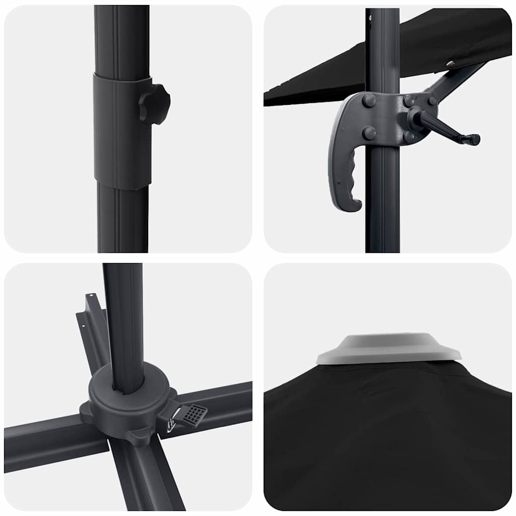 vidaXL Ρώμη Ομπρέλα Μαύρο 286 x 284 x 265 εκ Αλουμίνιο και Πολυεστέρας