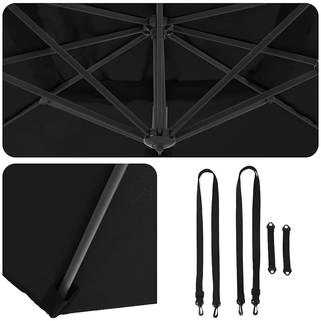 vidaXL Ομπρέλα ηλίου Μαύρο 351 x 250 x 260 εκ