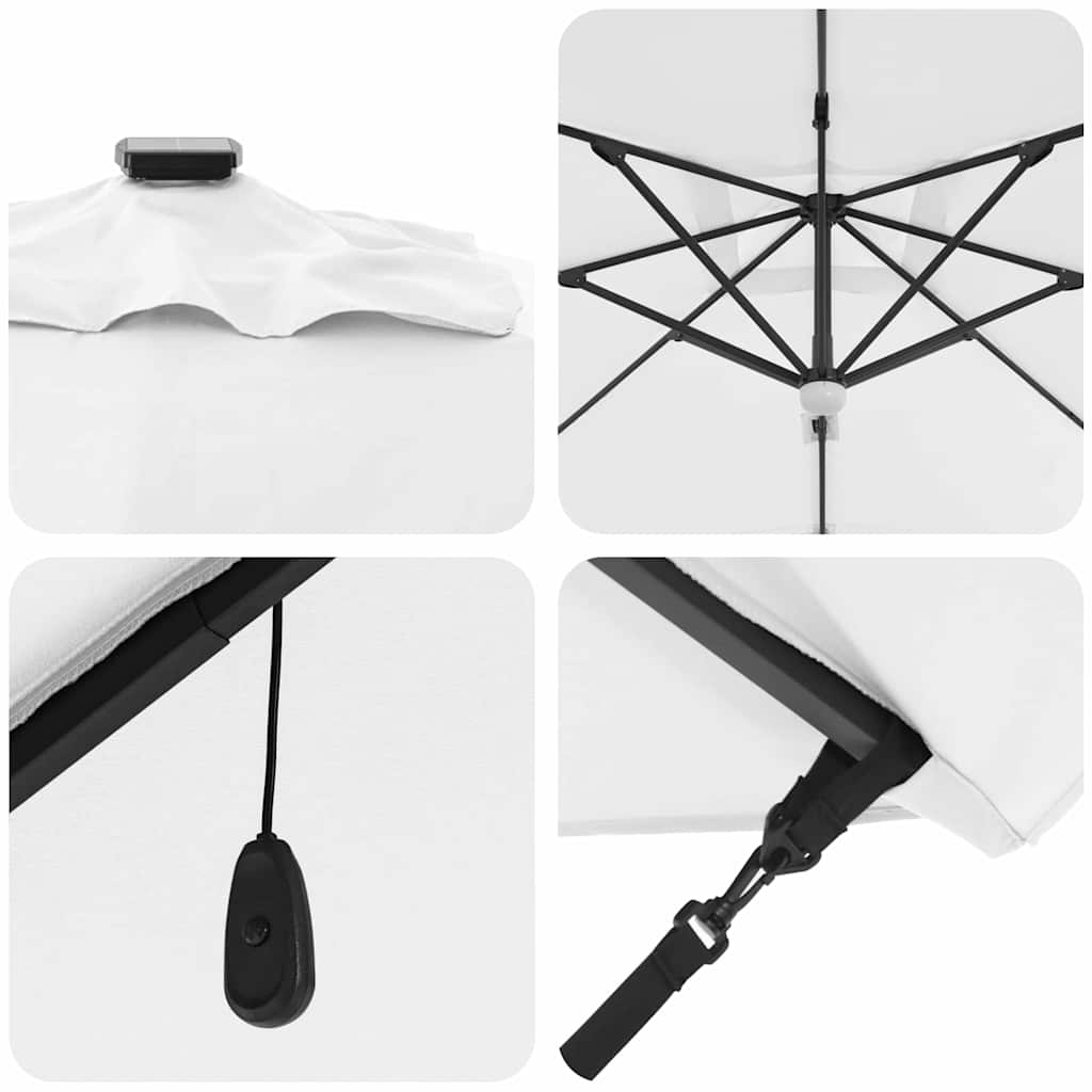 vidaXL Ομπρέλα ηλίου με φώτα λωρίδας LED Άμμος 351 x 250 x 253 εκ
