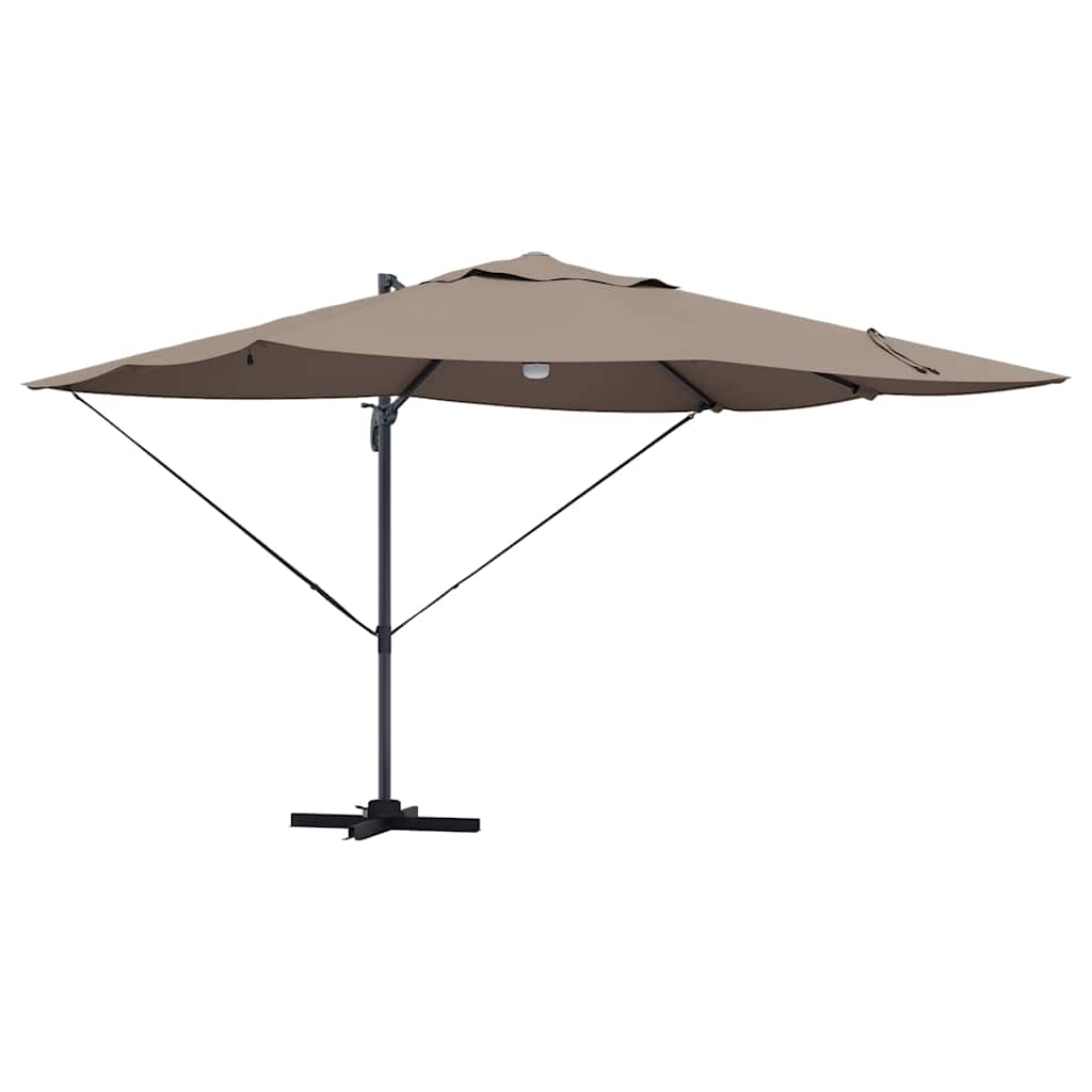 vidaXL Ομπρέλα ηλίου με φώτα λωρίδας LED Taupe 351 x 250 x 253 εκ