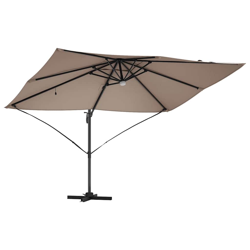 vidaXL Ομπρέλα ηλίου με φώτα λωρίδας LED Taupe 351 x 250 x 253 εκ