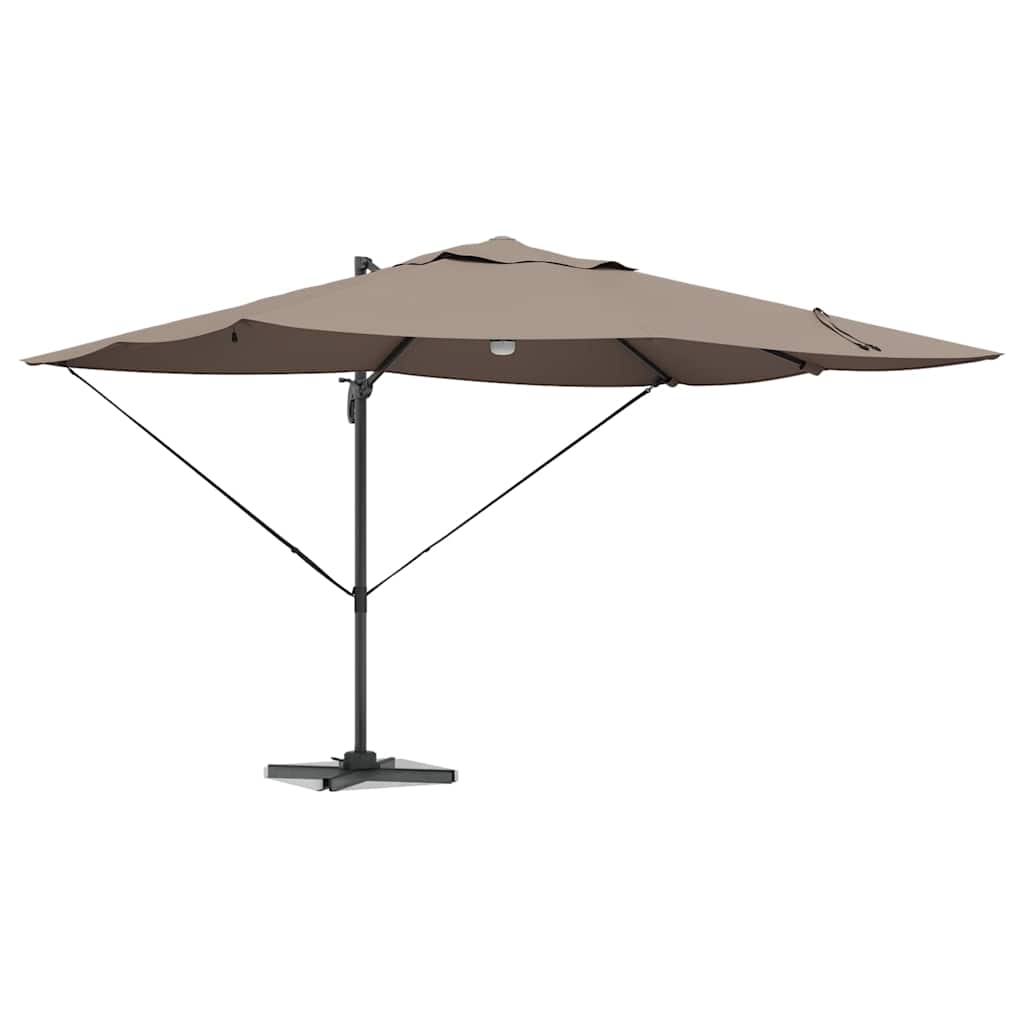 vidaXL Ομπρέλα ηλίου με φώτα λωρίδας LED Taupe 351 x 250 x 253 εκ