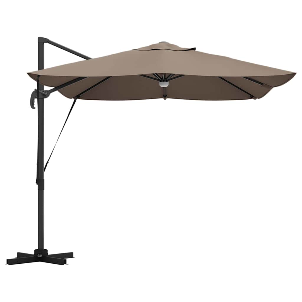 vidaXL Ομπρέλα ηλίου με φώτα λωρίδας LED Taupe 351 x 250 x 253 εκ