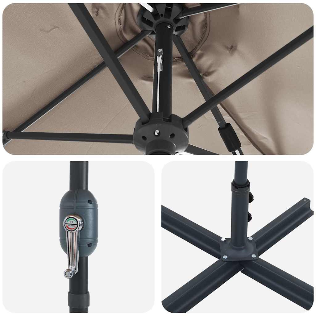 vidaXL Ομπρέλα Κήπου Taupe 380 x 196 x 235 εκ.