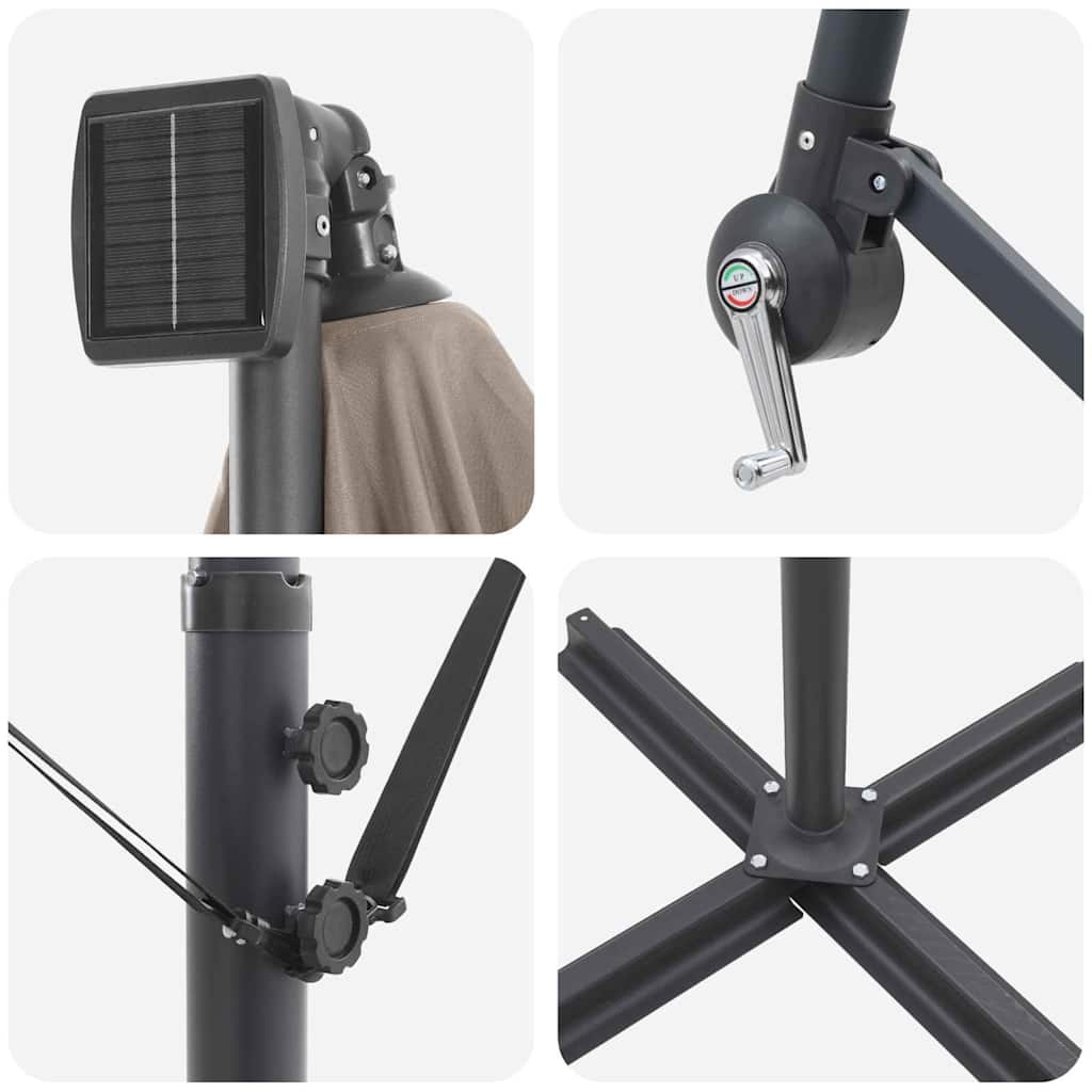 vidaXL Ομπρέλα Cantilever Banana με κλειδαριά Taupe 294 x 294 x 248 cm