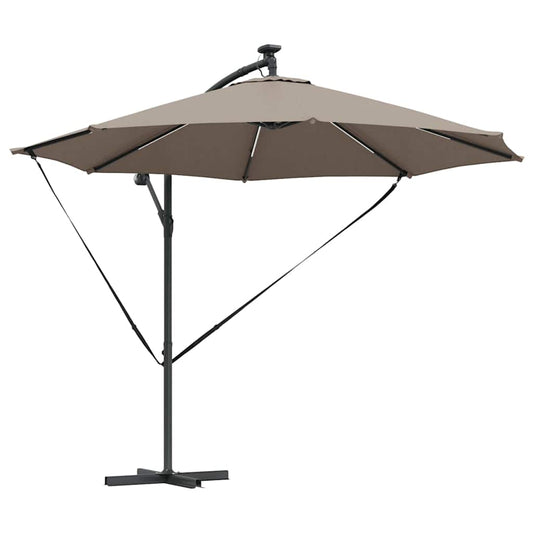 vidaXL Ομπρέλα ηλίου με φώτα λωρίδας LED Taupe 294 x 294 x 248 cm