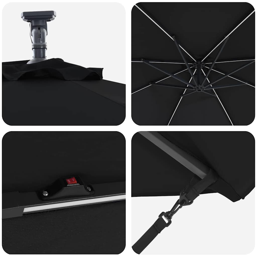 vidaXL Ομπρέλα Cantilever Banana με κλειδαριά Μαύρο 294 x 294 x 248 cm