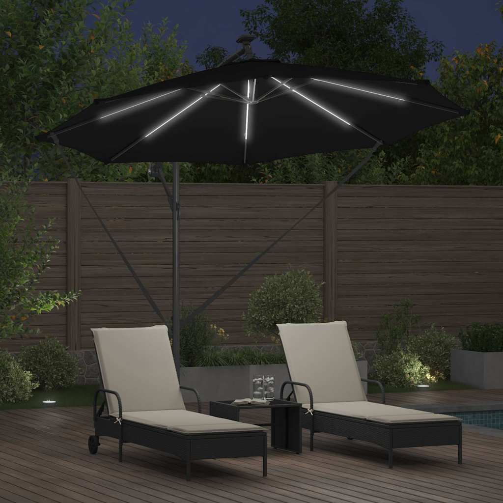 vidaXL Ομπρέλα Cantilever Banana με κλειδαριά Μαύρο 294 x 294 x 248 cm