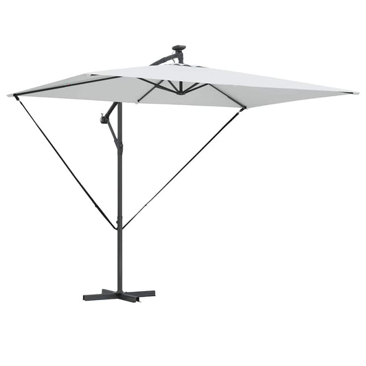 vidaXL Ομπρέλα ηλίου με φώτα λωρίδας LED Άμμος 294 x 200 x 270 εκ