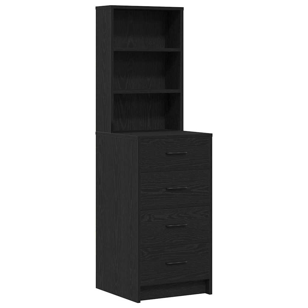 vidaXL Τραπέζι περιποίησης με ράφι 3 pcs Μαύρη Οξυά Επεξεργασμένο ξύλο