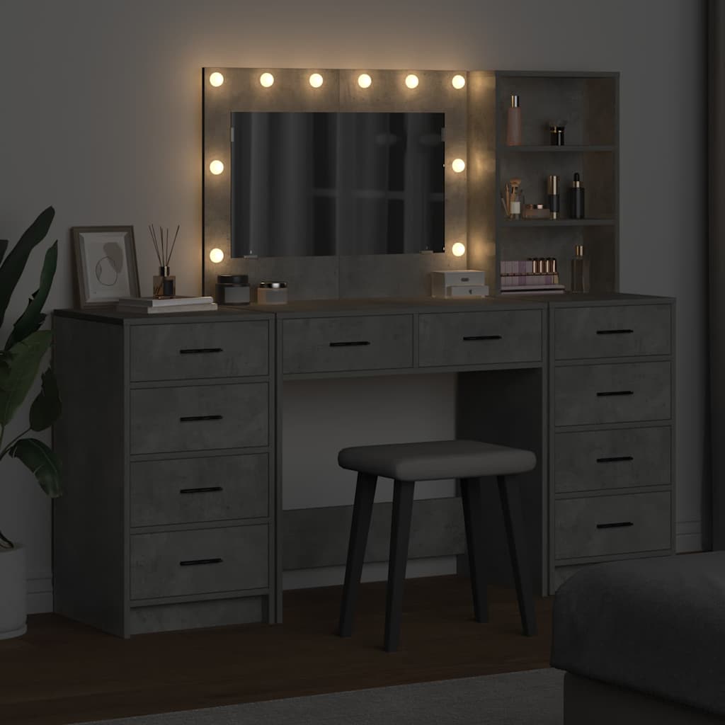 vidaXL Τραπέζι περιποίησης 3 pcs Σκυρόδεμα Γκρι Επεξεργασμένο ξύλο