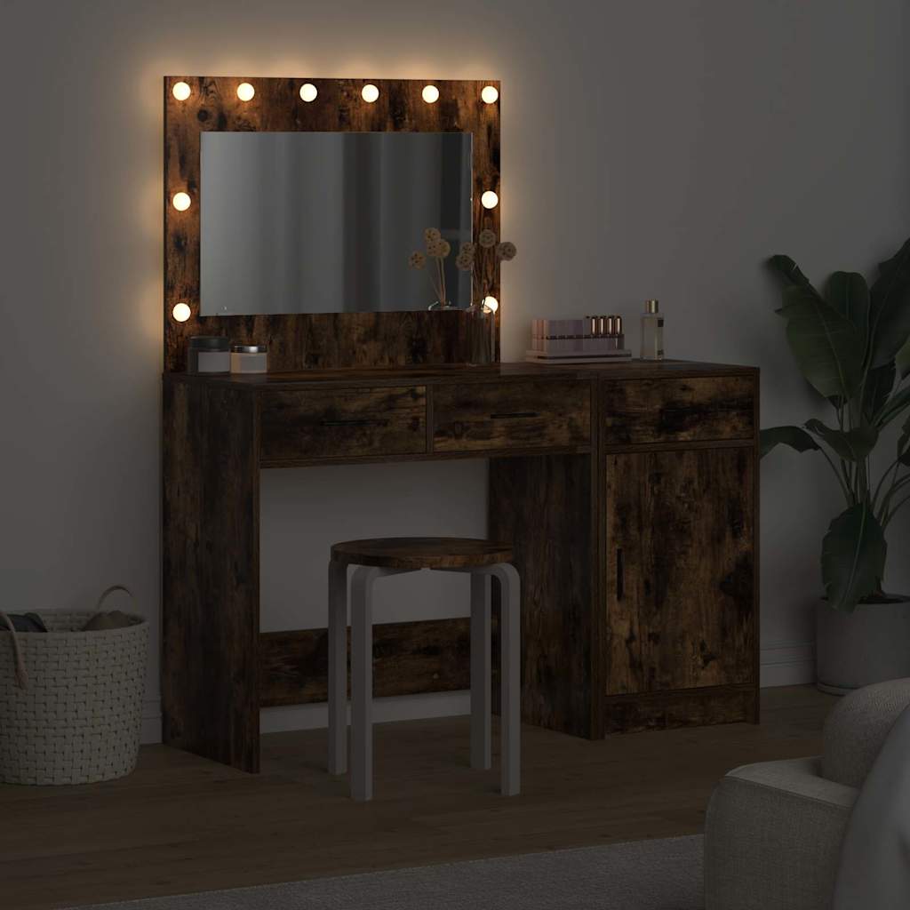 Σετ Τουαλέτας 2 Τεμαχίων vidaXL με LED σε Σκούρο Δρυ από Επεξεργασμένο Ξύλο