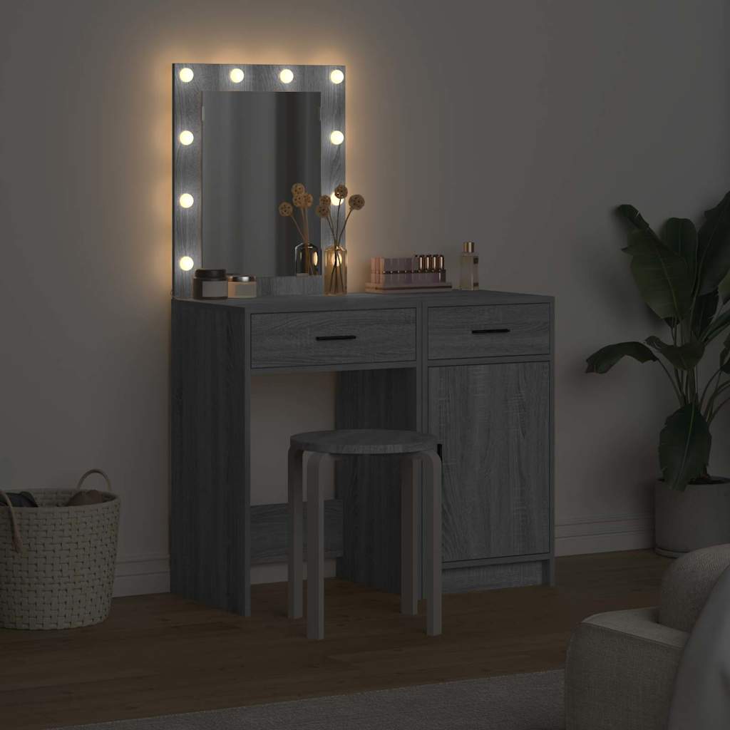 vidaXL Τραπέζι περιποίησης με συρτάρι 2 pcs Γκρι 50 x 41 x 135 εκ