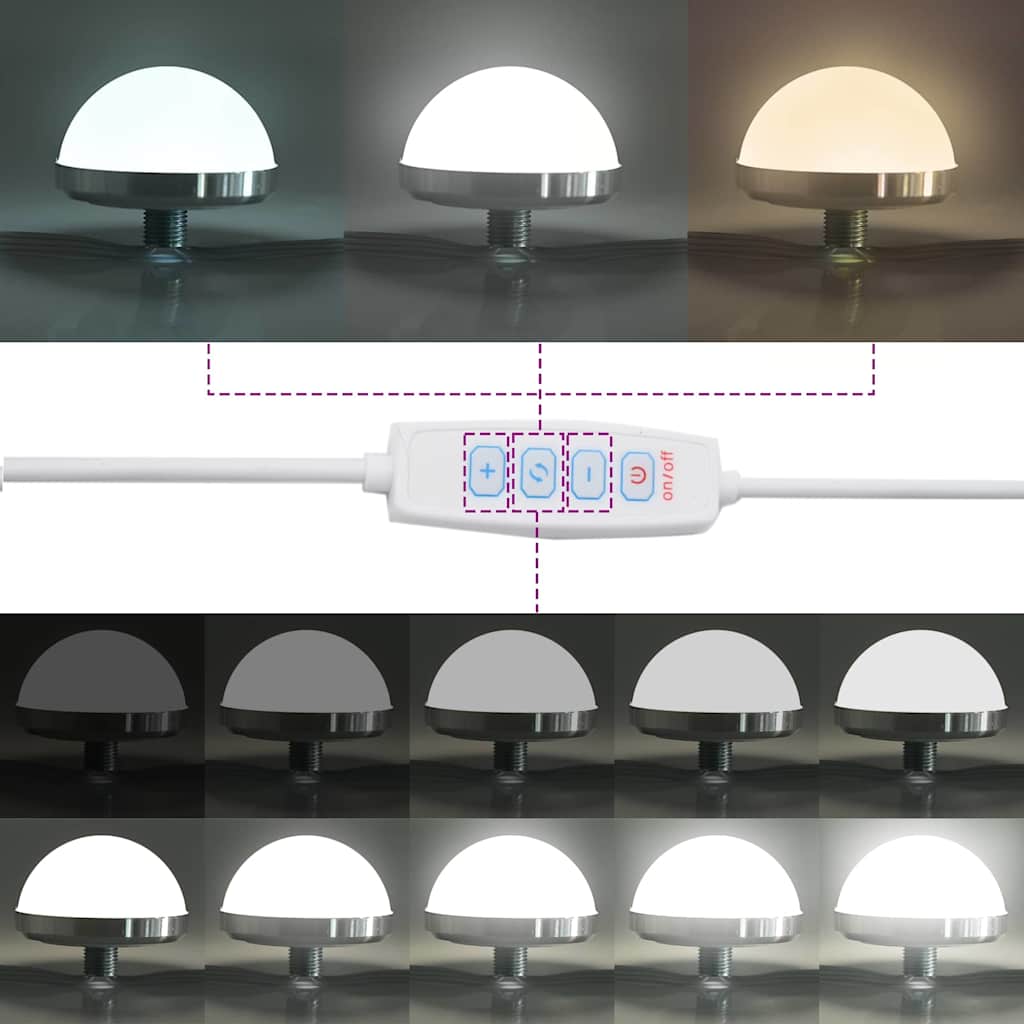 vidaXL Σετ 3 Τεμαχίων Μακιγιάζ με LED σε Μαύρο Ξύλο