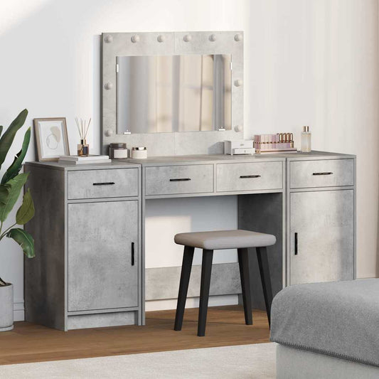 vidaXL Τραπέζι περιποίησης με συρτάρι 3 pcs Γκρι Επεξεργασμένο ξύλο