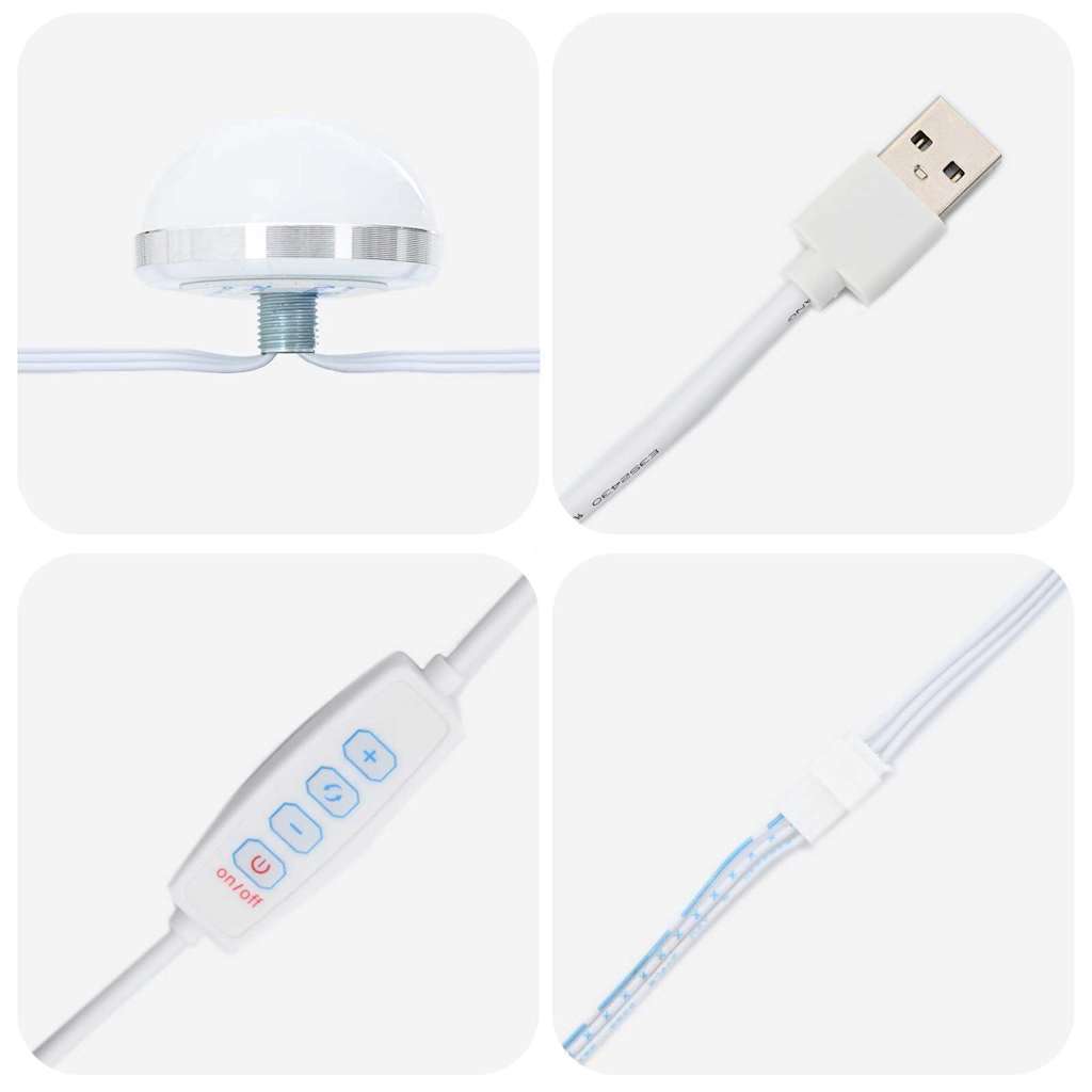 vidaXL Σετ Τραπέζι Ντυσίματος με LED 3 pcs Λευκό Επεξεργασμένο ξύλο