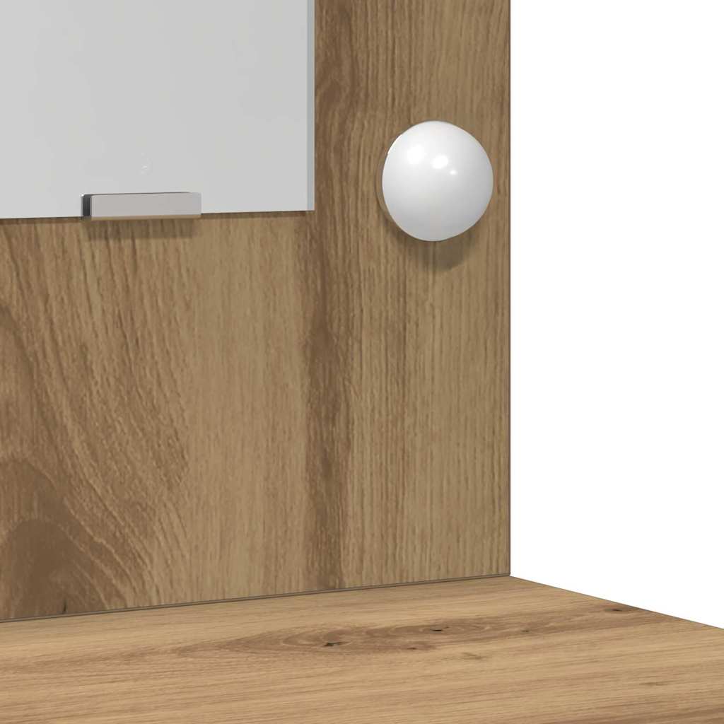 vidaXL Σετ Τραπέζι Ντυσίματος με LED 3 τμχ. Artisan Oak