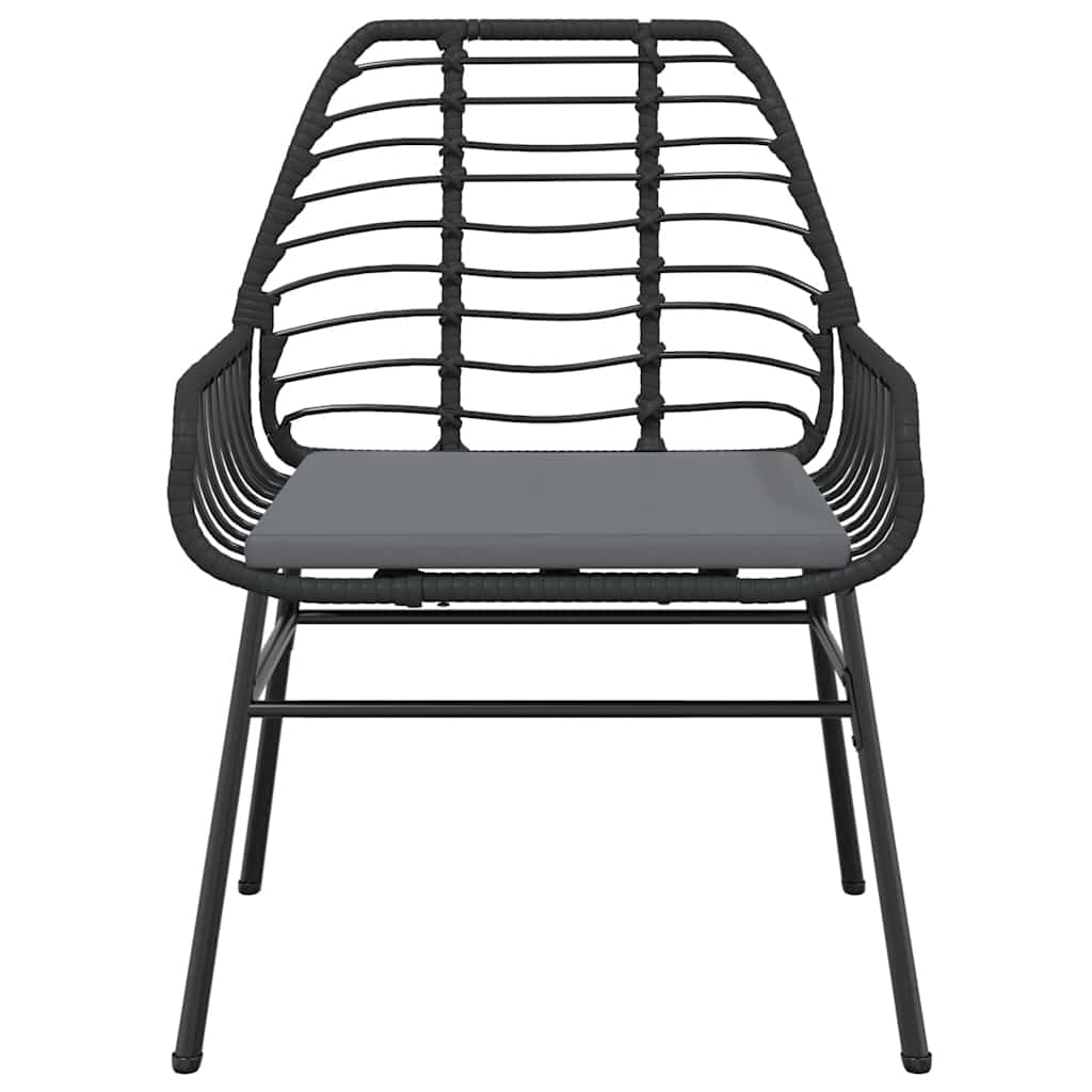 vidaXL Σετ Τραπεζαρίας Κήπου 7Τεμ. Μαύρο Συνθ.Ρατάν/Γυαλί με Μαξιλάρια