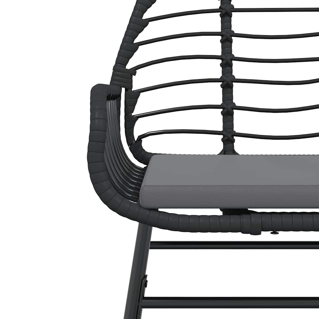 vidaXL Σετ Τραπεζαρίας Κήπου 9 τεμ Μαύρο Συνθ.Ρατάν/Γυαλί με Μαξιλάρια