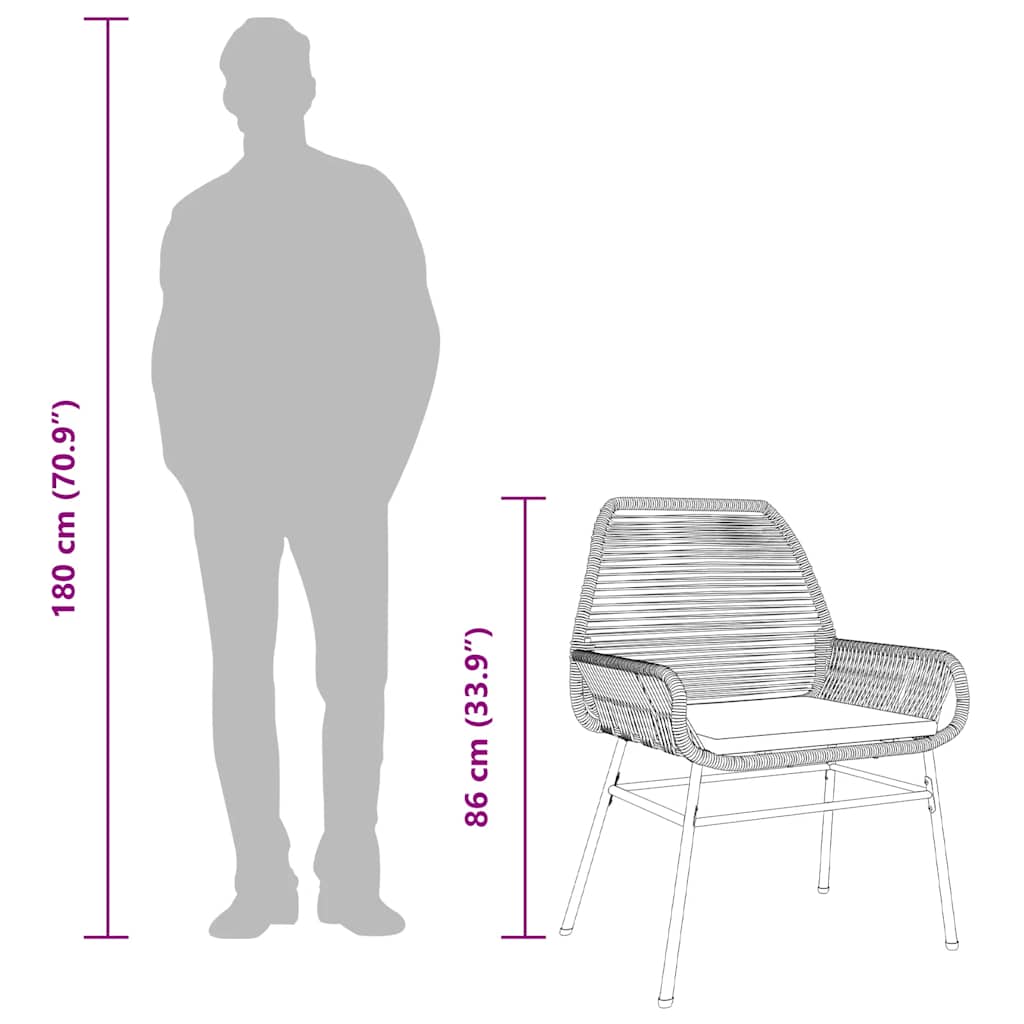 vidaXL Σετ Τραπεζαρίας Κήπου 7 τεμ. Καφέ Συνθ. Ρατάν / Γυαλί Μαξιλάρια