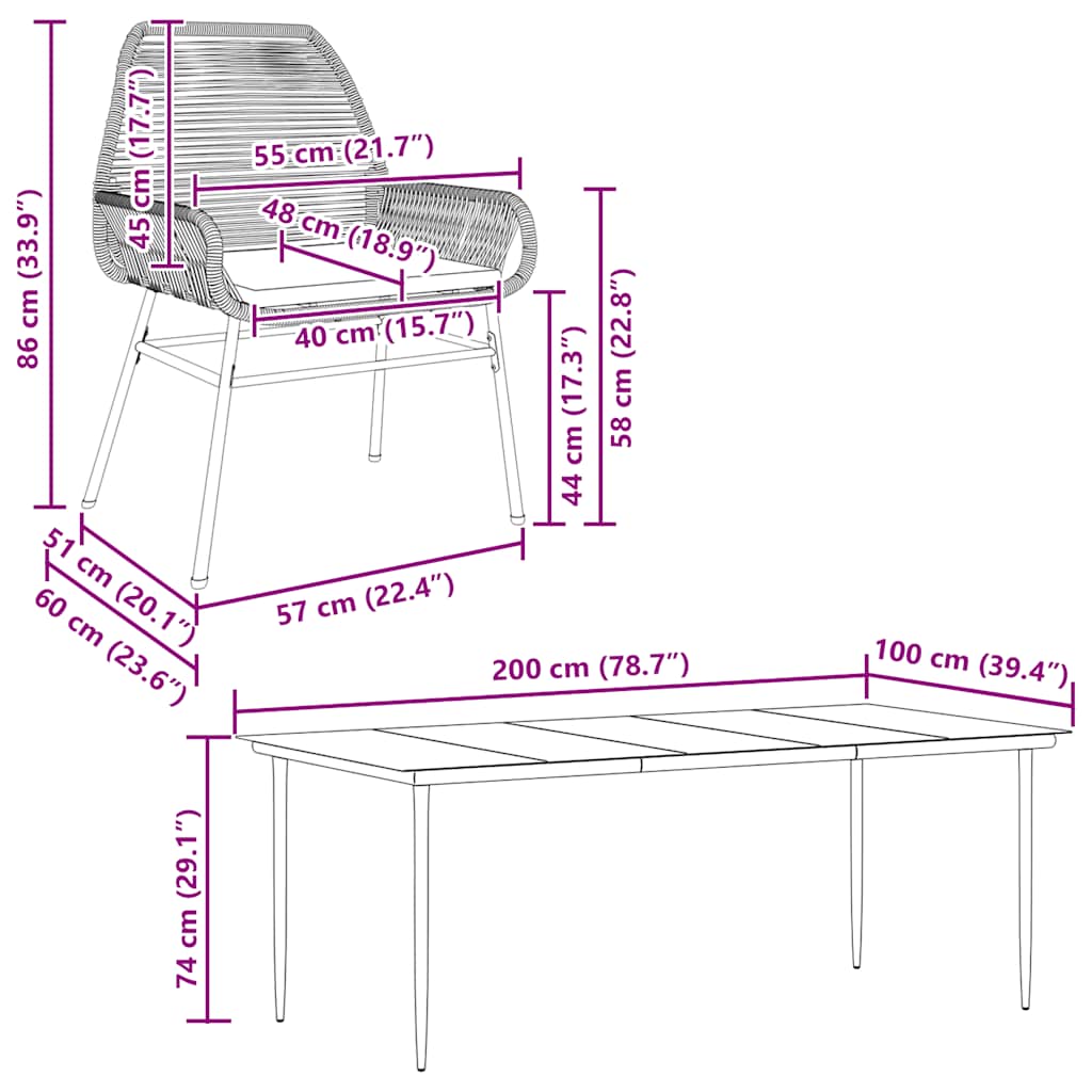 vidaXL Σετ Τραπεζαρίας Κήπου 9 τεμ. Καφέ Συνθ.Ρατάν/Γυαλί με Μαξιλάρια