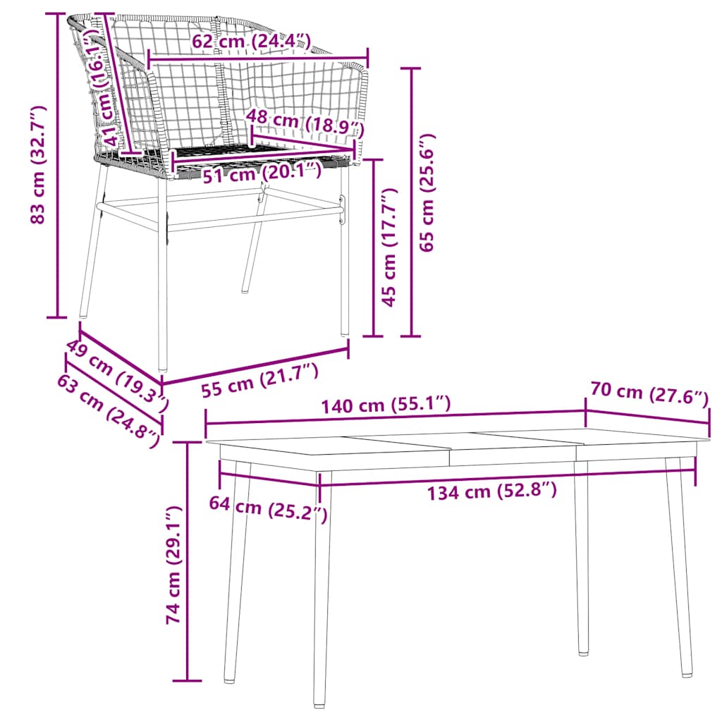 vidaXL Σετ Τραπεζαρίας Κήπου 5 Τεμαχίων Μαύρο Συνθετικό Ρατάν/Γυαλί