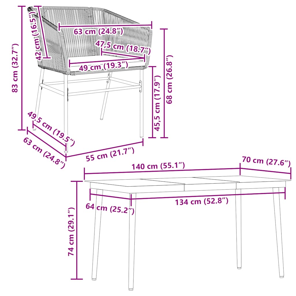 vidaXL Σετ Τραπεζαρίας Κήπου 5Τεμ. Μαύρο Συνθ.Ρατάν/Γυαλί με Μαξιλάρια