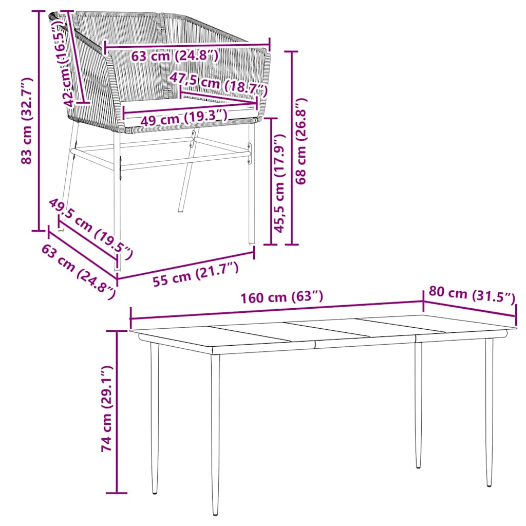 vidaXL Σετ Τραπεζαρίας Κήπου 5Τεμ. Μαύρο Συνθ.Ρατάν/Γυαλί με Μαξιλάρια