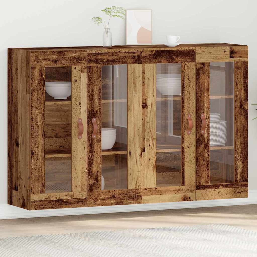 vidaXL Ντουλάπες τοίχου 2 τεμ. παλιού ξύλου, 69.5x34x90 εκ. από ξύλο.