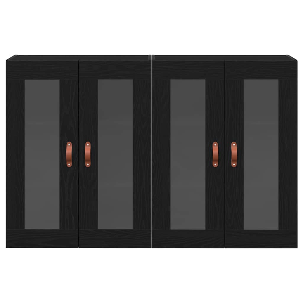 vidaXL 2 Τοποθετημένα στον Τοίχο Ντουλάπια Μαύρη Δρυς 69,5x34x90 εκ. Από Επεξεργασμένο Ξύλο