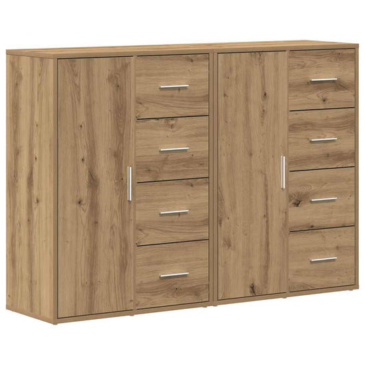 vidaXL Πλαϊνό γραφείο με συρτάρι 2 pcs Artisan Oak 60 x 31 x 84 εκ.