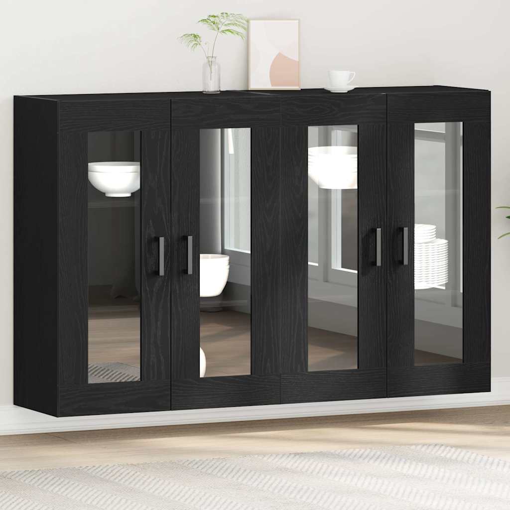 vidaXL Τοίχοι Βαθιά Κ cabinets 2 τεμάχια Μαύρο Δρυς 69,5x34x90 εκ Μηχανικής Ξυλείας