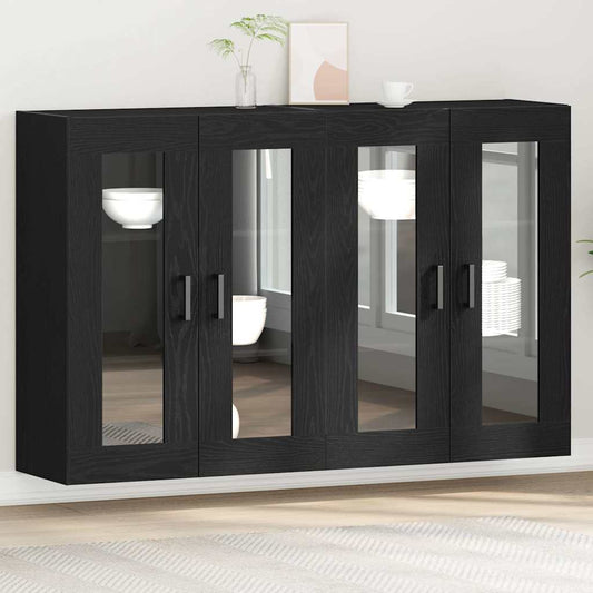 vidaXL Τοίχοι Βαθιά Κ cabinets 2 τεμάχια Μαύρο Δρυς 69,5x34x90 εκ Μηχανικής Ξυλείας